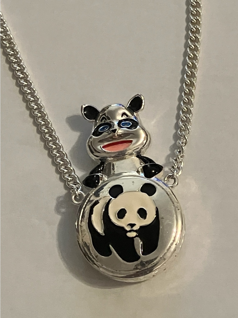 Silver-tone Panda Pendant Necklace